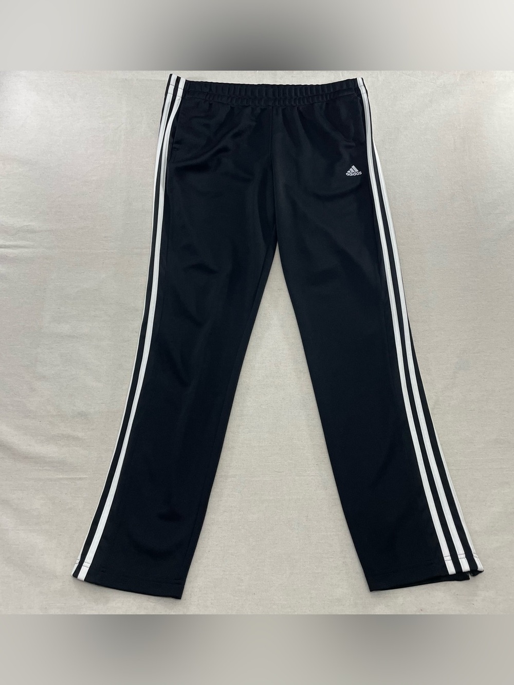 Adidas Climalite Track Pants Womens L 16-18 Black 3 Stripe Zip Athletic S87551